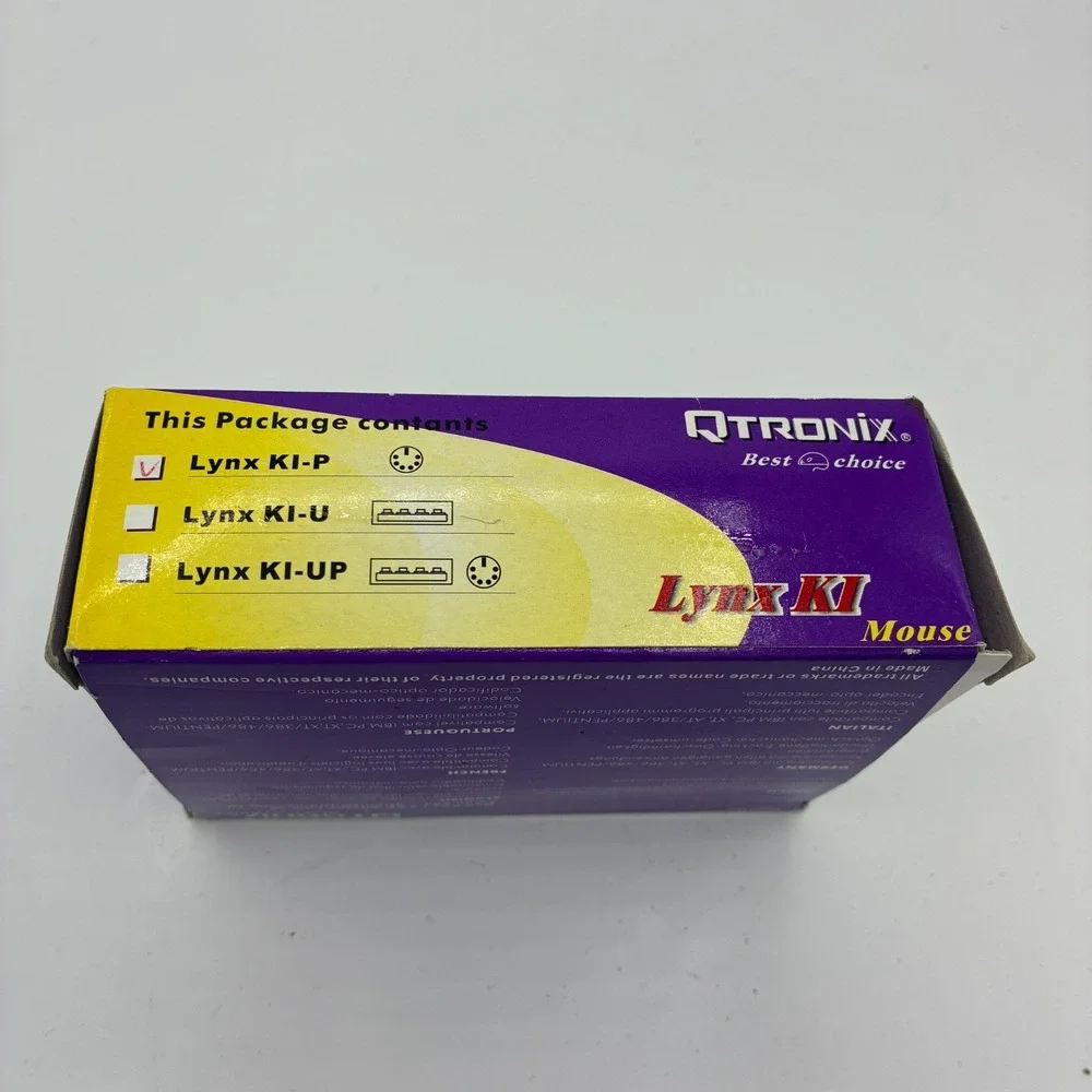 Vintage Qtronix Lynx KI Mouse PS2 Internet Scroll Wheel New Open Box